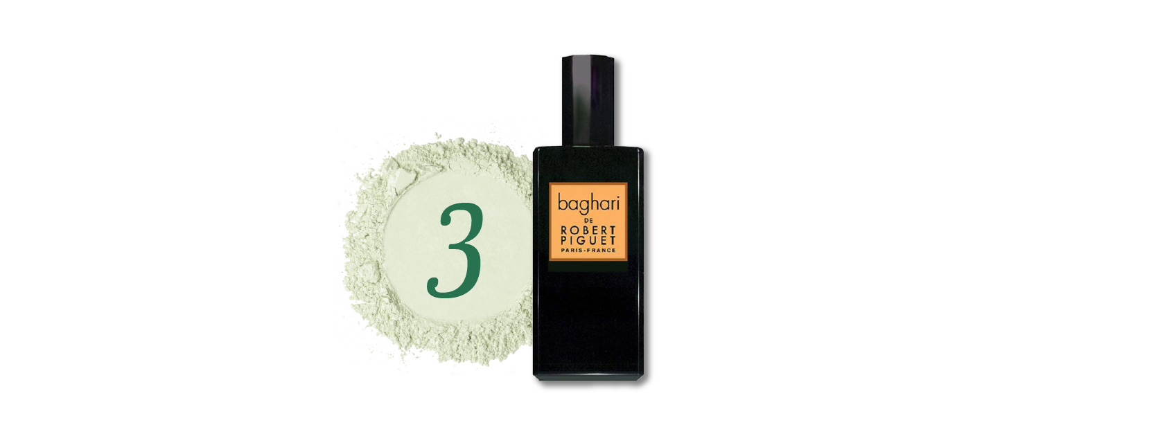 bottle of baghari perfume by robert piguet number 3 powdery scent